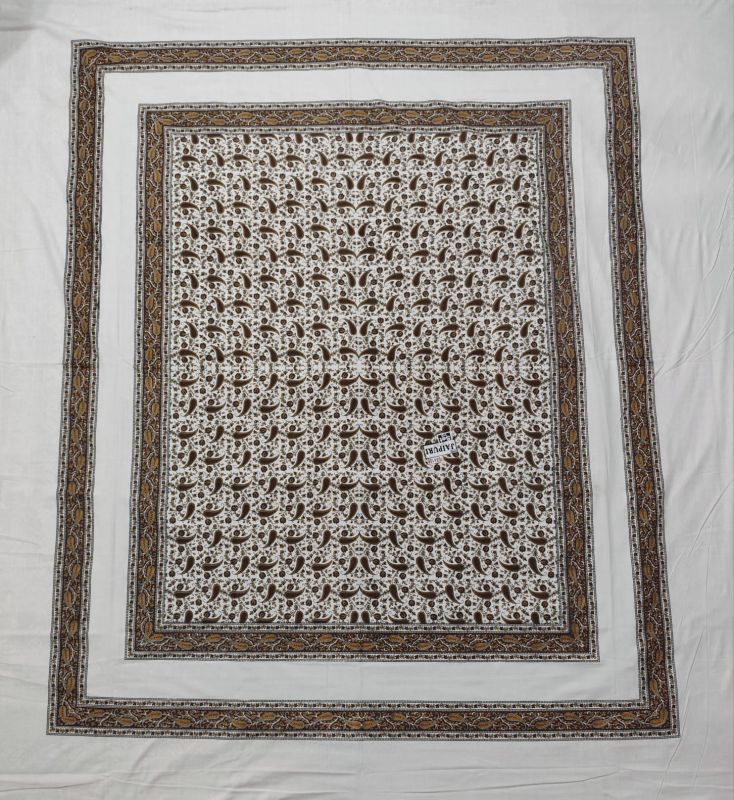 Kashmiri Paisley Geometric Cotton Double Bed Sheet