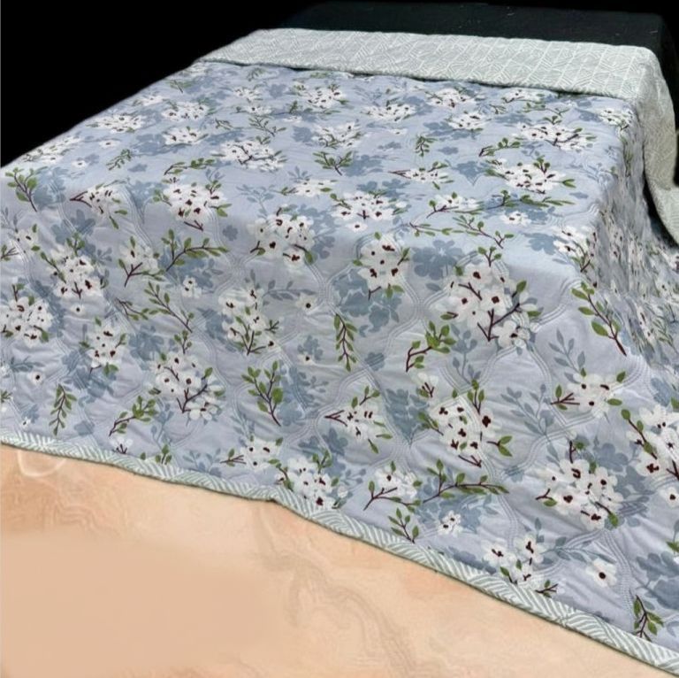 Light Blue Premium Ultrasonic Double Bed Reversible Comforter