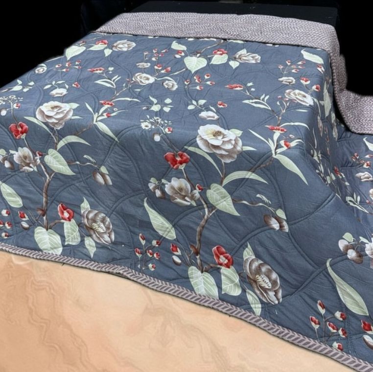 Navy Blue Premium Ultrasonic Double Bed Reversible Comforter