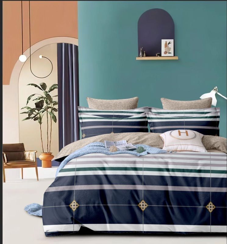 Navy Stripe Green Diamond Teal Arch Accent Soft Layer Comforter