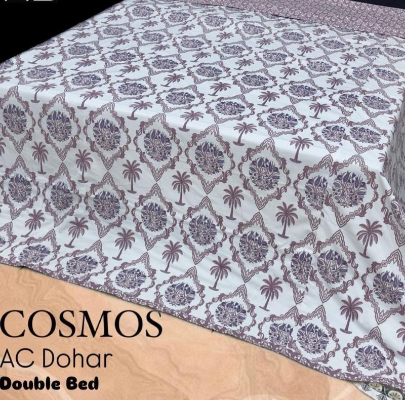 Purple & White Cosmos AC Dohar Double Bed Sheets