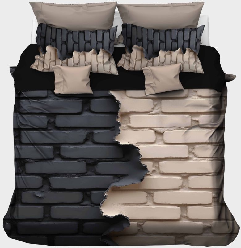 Split Brick Wall Torn Reveal Print Matte Texture Urban EDGE Bedsheet