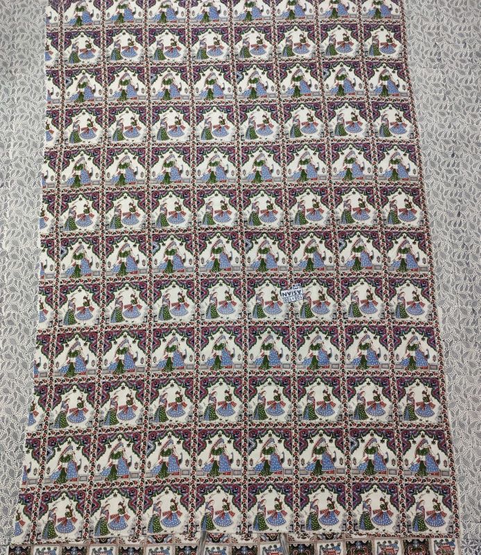 Traditional Attire Motif Grid Cotton Bed Sheet