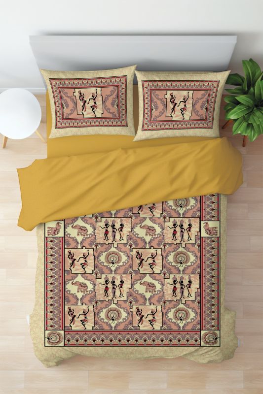 Tribal Harmony Edition Cultural Panel Print Bed Sheet