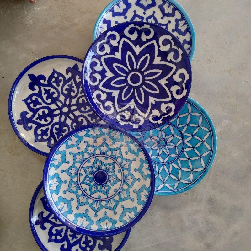 12 Inch Blue Pottery Plate