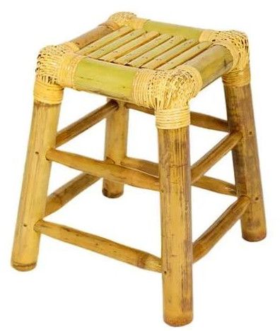 Plain Polished Bamboo Stool, Color : Yellow Non Folding Standard