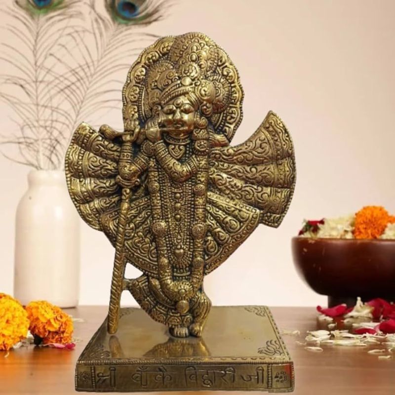 Antique Brass Banke Bihari Statue