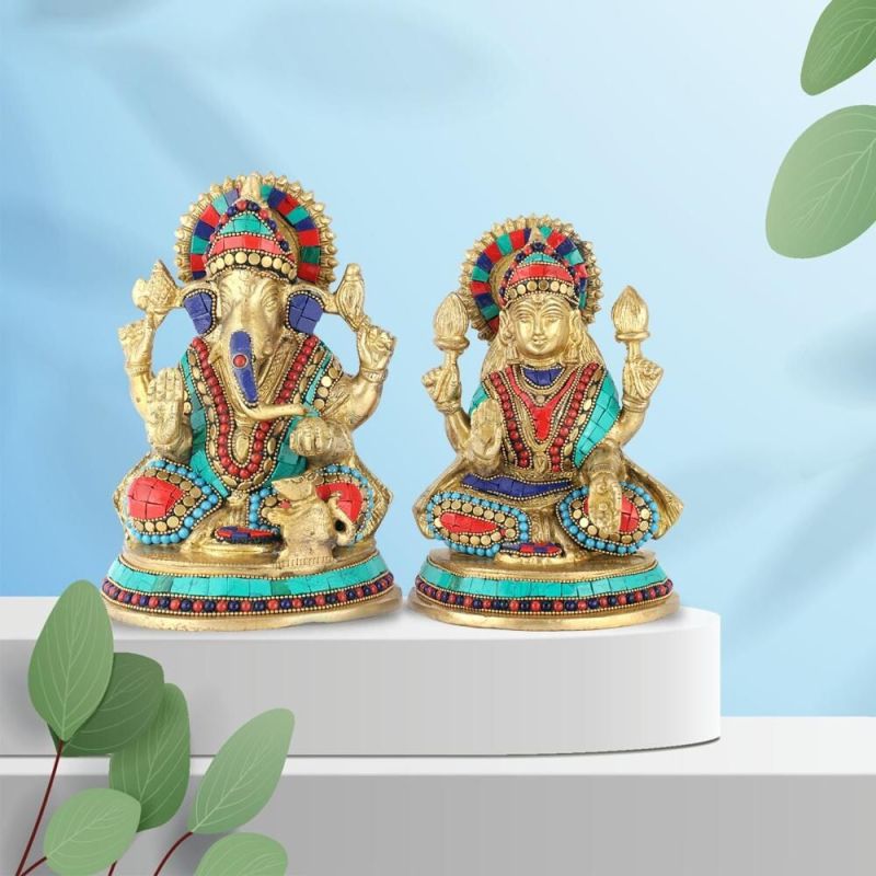 Blessing Brass Laxmi Ganesh Statue