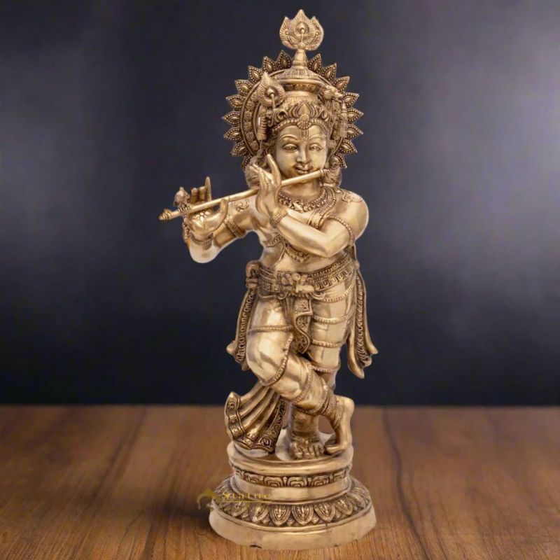 Brass Lord Krishna Statue