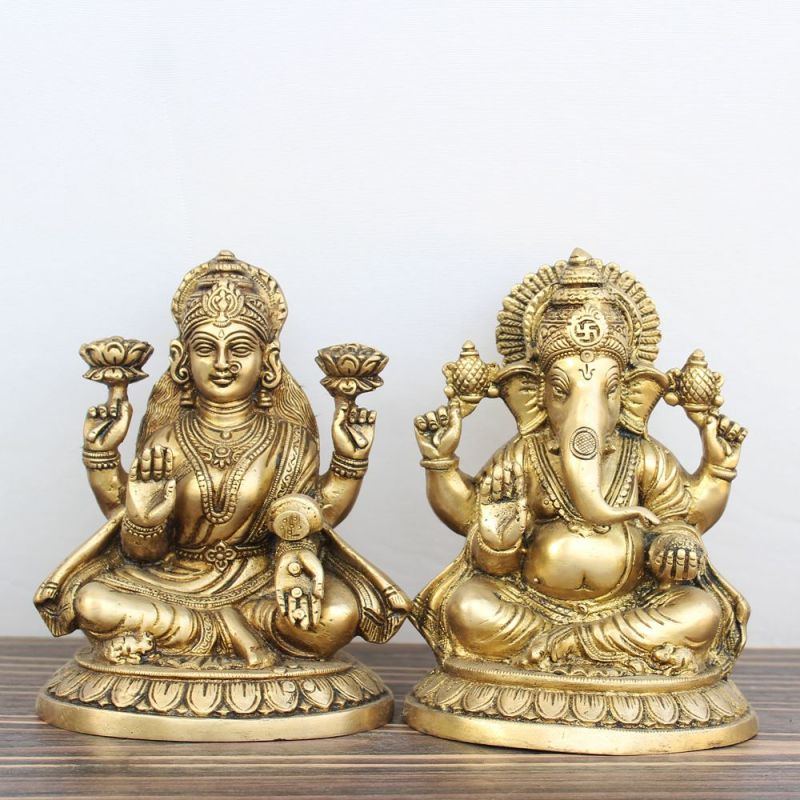 Pure Brass Lakshmi Ganesh Murti