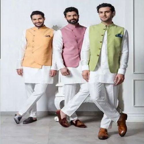 Silk Mens Party Wear Kurta Pajama, Sleeve Style : Full Sleeve