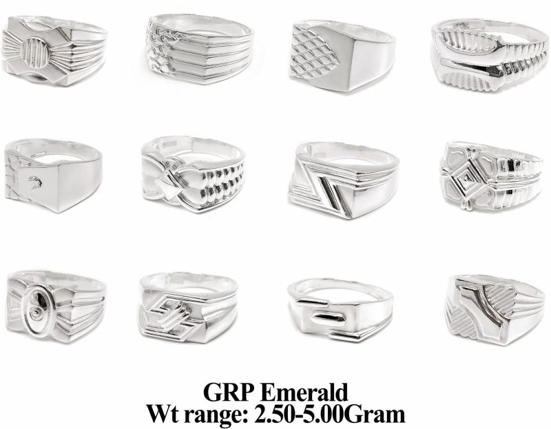 925 Silver GRP Emerald Stone Rings