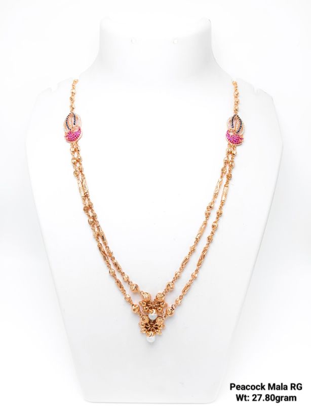 92.5 Silver Peacock Mala Rose Gold