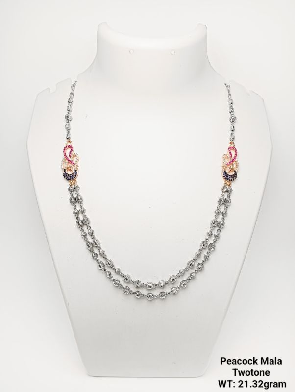 92.5% Silver Peacock Mala Twotone