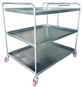 Glossy Stainless Steel Kitchen Trolley, Color : Silver