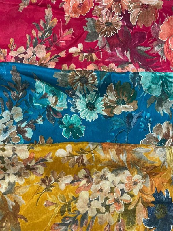 Digital Printed Pure Chinon Foil Print Fabric