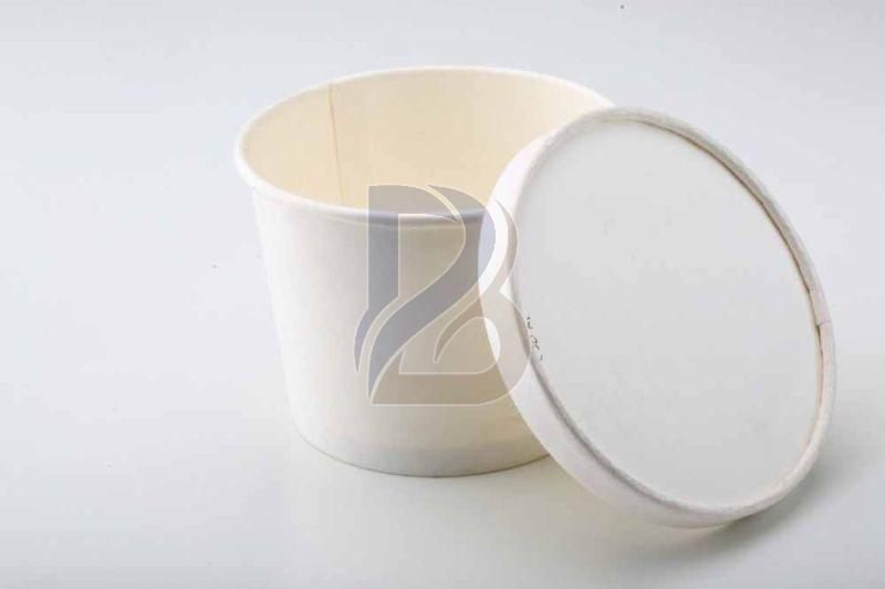 White Round Paper Bowl With Lid