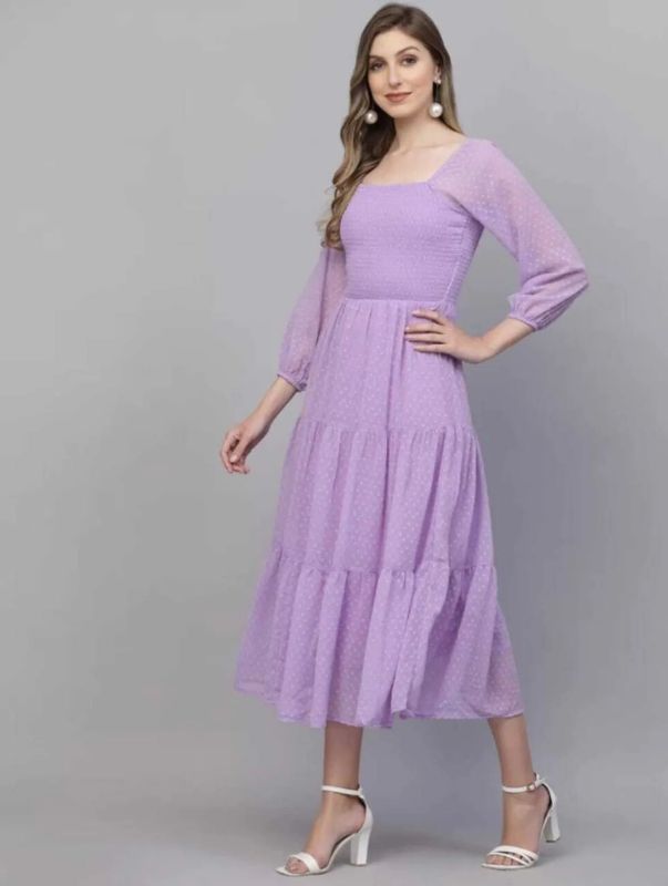 Ladies Lavender Georgette Long Dress