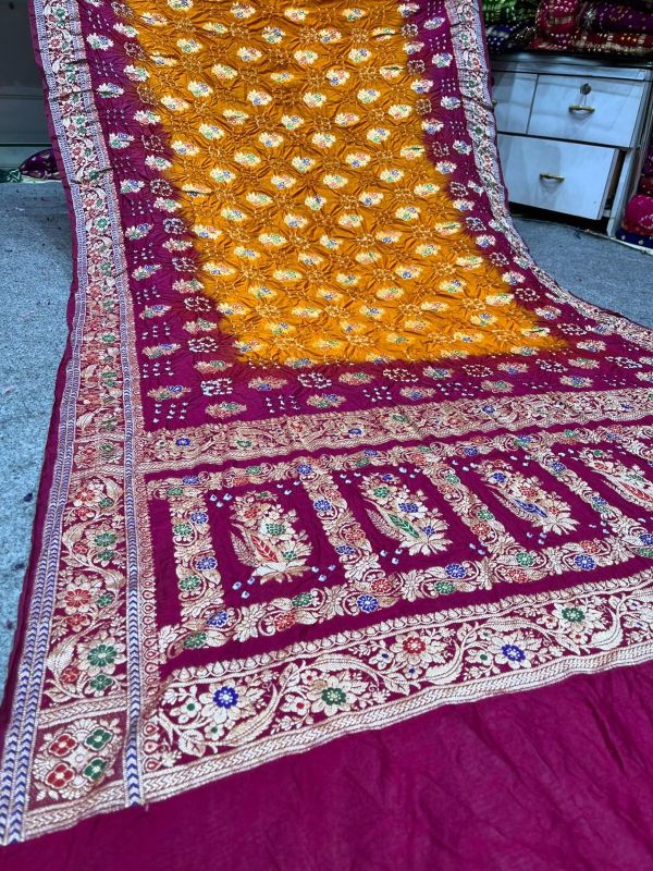 Pure Gaji Silk Bandhej Saree