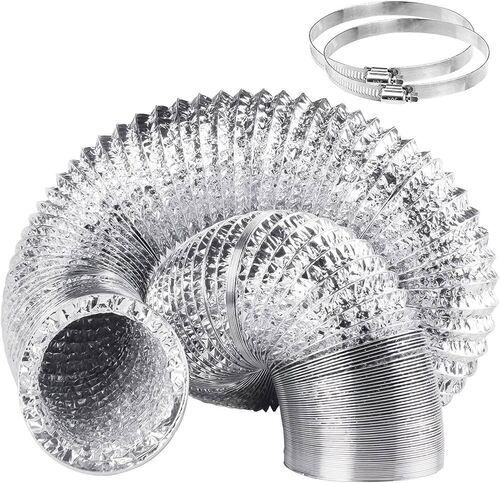 Aluminium Polished Fire Retardant Uninsulated Flexible Duct