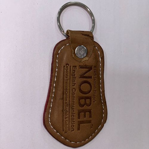 Metal Custom Leatherette Keychain with Stitched Edges, Color : Brown