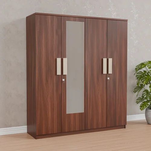 4 Door Wooden Wardrobe with Mirror