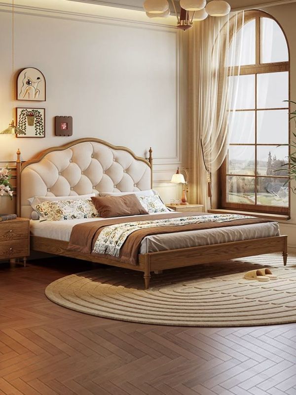 Elegant Tufted Headboard Bed Frame