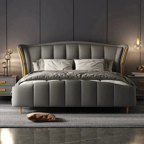 Premium Leatherette Bed with Padded Backrest