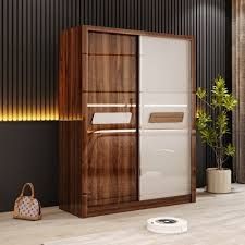 Engineered Wood Sliding Door Wardrobe with Gloss Finish