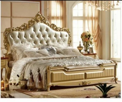 Traditional Carved Wooden King Size Bed