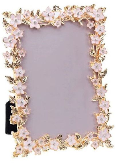 Gold Leaf and Ivory Flower Photo Frame