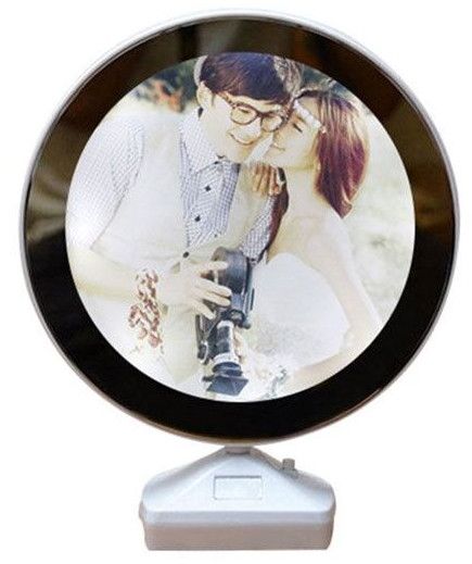 Round Attractive Mirror LED Tabletop Photo Frame