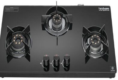Gas Cooktop Coral Blk 3b Thick Toughened Glass