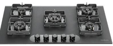 Hindware Ilaria 5b 90 Cm Hob Toughened Glass Brass Burners