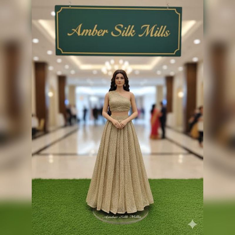 Golden Zari Lace Net Fabric