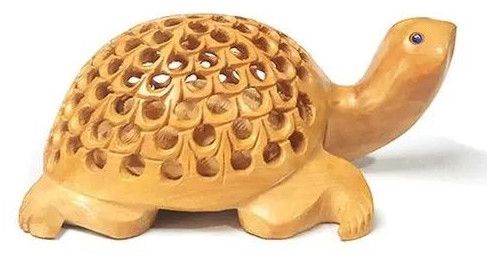 Polished Carved Wooden Tortoise Statue Antique Standard
