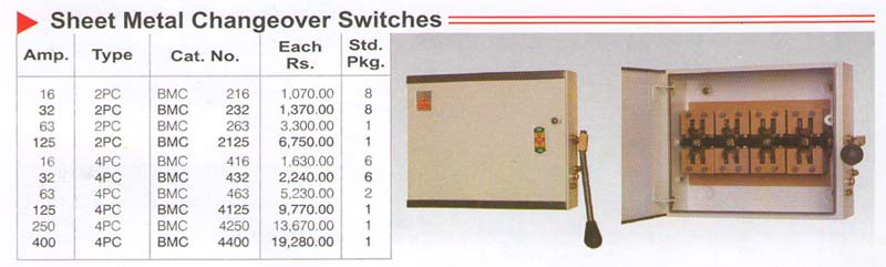 Sheet Metal Changeover Switches