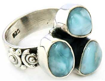 Stone Larimar Ring -060, Feature : Fine Finishing, Skin Friendly