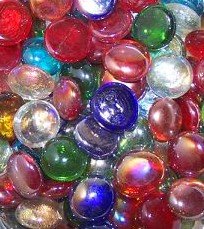 Coloured glass pebbles