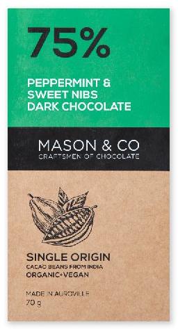 Peppermint and Sweet Nibs Dark Chocolate Bar