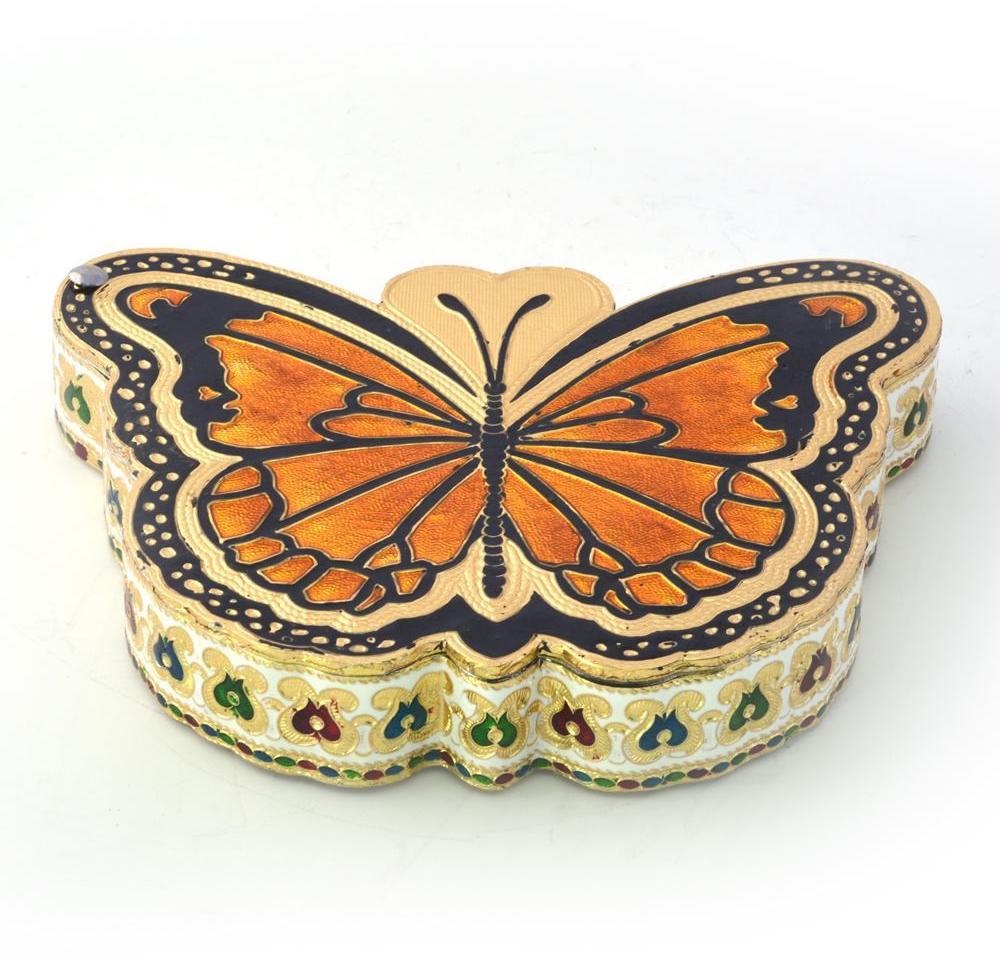Golden Butterfly Shape Meenakari Work Dryfruit Box