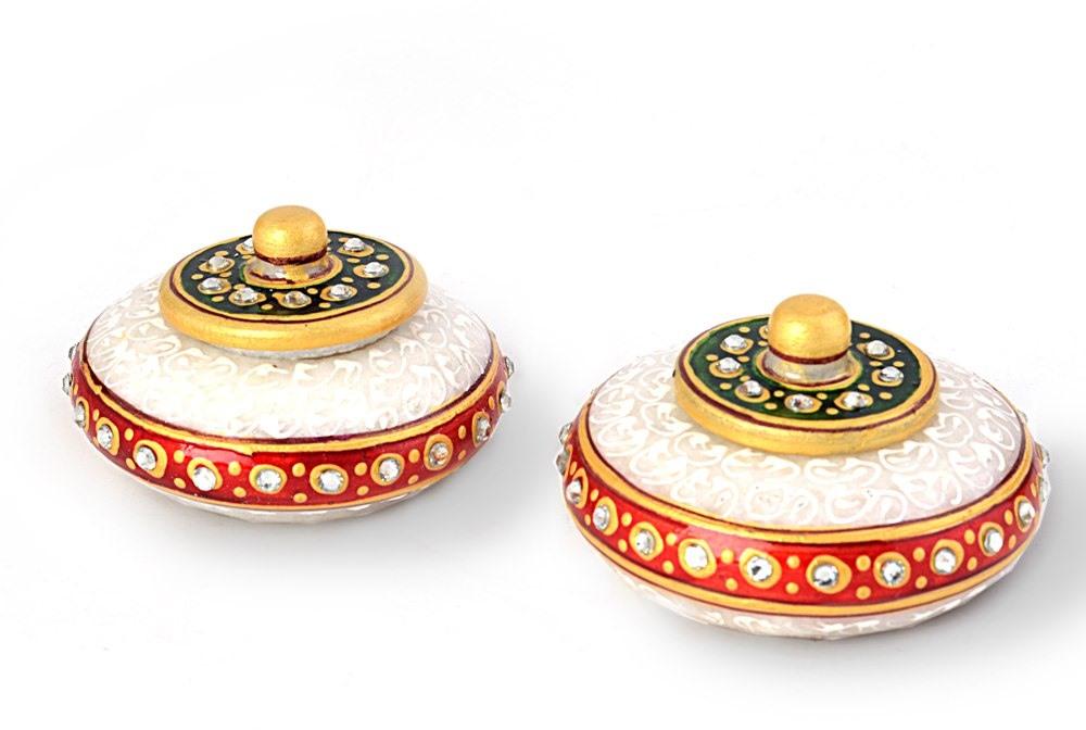 Jaipuri Golden Meenakari Suhaag Sindoor Box Pair 402