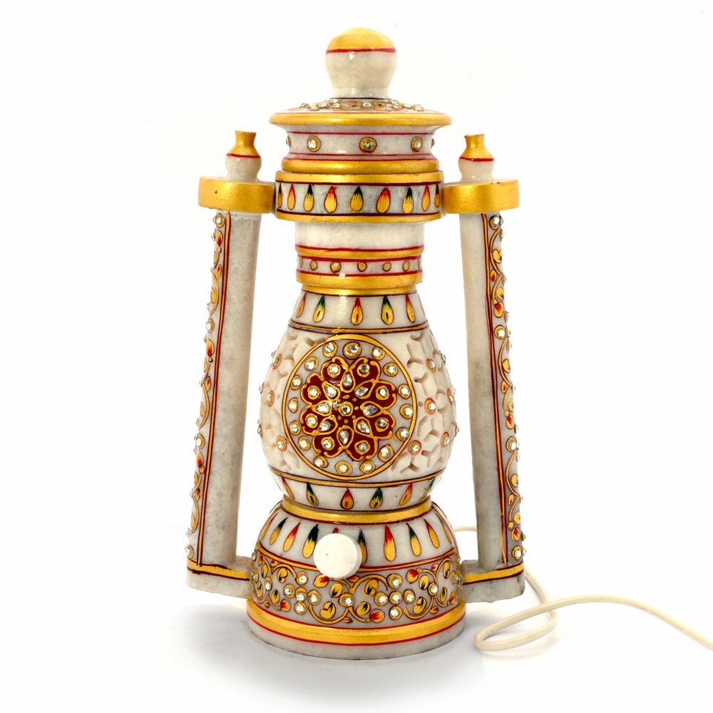 Jaipuri Marble Meenakari Gem Studded Real Lantern 390