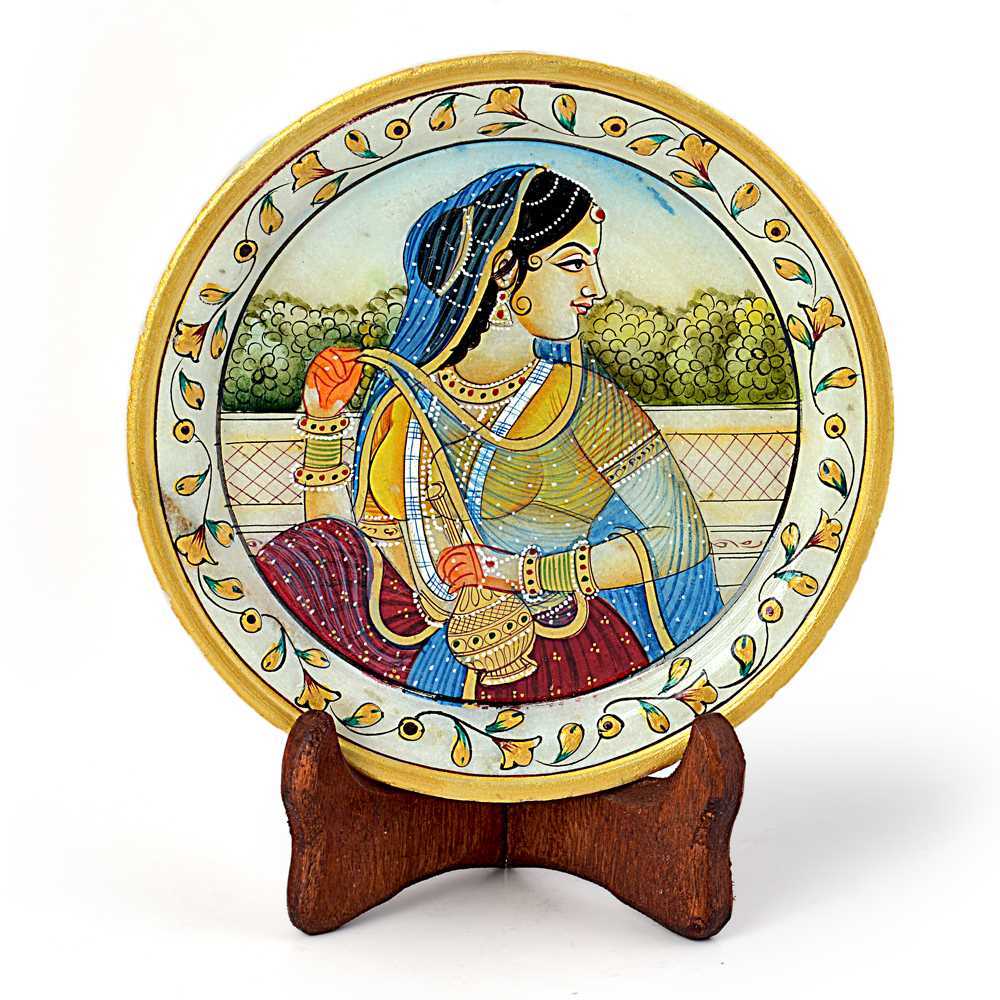 Rajasthani Princess Gold Meenakari Marble Painting