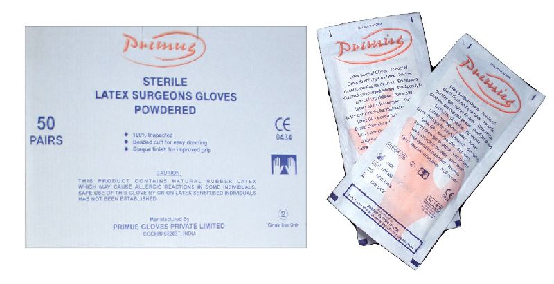 Sterile surgical gloves powdered