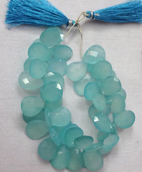 Aqua Chalcedony Faceted Pear