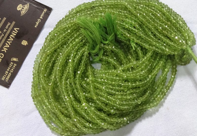 Peridot Faceted Rondelle Beads