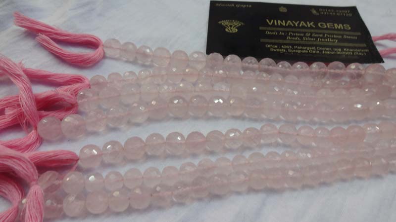 Rose Quartz Cut Round Gemstone Beads