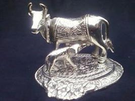 White Metal Cow Statue