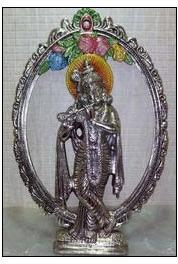 White Metal Krishna Statue